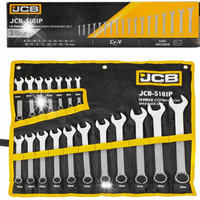 ZESTAW KLUCZY PŁASKO-OCZKOWYCH KLUCZE 18 ELEMENTÓW STAL CRV 8-32 MM JCB