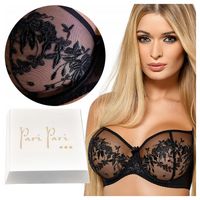 Biustonosz Miękki z Fiszbinami Koronkowy SOFT Wygodny Stanik Bra Czarny 75D