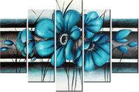 100CM 150CM OBRAZ 5 ELEM TURKUSOWE KWIATY ŚCIENNY