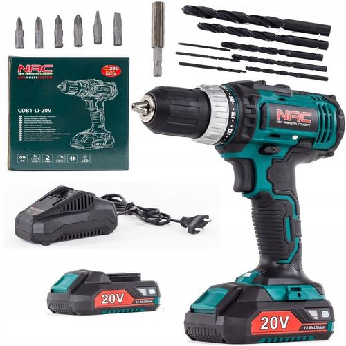 AKUMULATOROWA WIERTARKO WKRĘTARKA NAC 20V 2biegi AKU 2Ah Ładowarka + GRATIS na Arena.pl