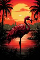 Plakat 61x90,5cm Flaming nad Wodą