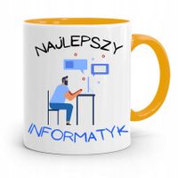 Kubek Żółty Informatyka Programisty Najlepszy Inf Z Nadrukiem Ze Zdjęciem