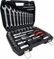 ZESTAW NARZĘDZI KLUCZE-PŁASKO-OCZKOWE NASADOWE NASADKI 54 SZT DLA MECHANIKA