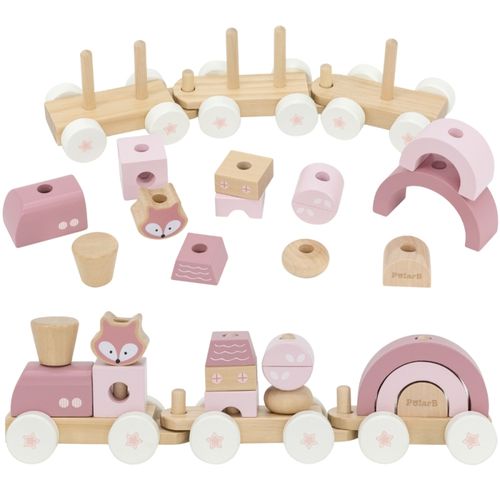 VIGA PolarB Różowa Kolejka Pociąg z Wagonikami Klocki na Arena.pl