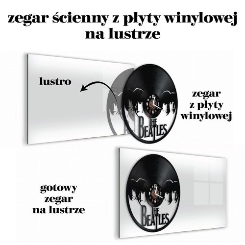 Zegar Ścienny z płyty winylowej na lustrze MUZYKA  48 wzorów 59x29 cm na Arena.pl