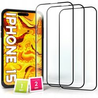 3-pak SZKŁO HARTOWANE DO iPhone 15 na cały ekran 9H ochronne 5D