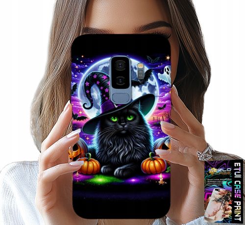 ETUI DO SAMSUNG GALAXY S9 PLUS - CZARNY KOTEK HALLOWEEN SALEM DYNIA WZORY na Arena.pl