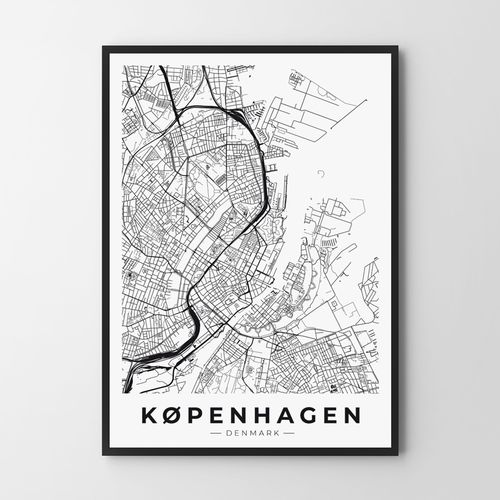 Plakat mapa plan miasta Kopenhaga 70x100 cm na Arena.pl