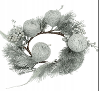 Świąteczny Wianek Dekoracyjny Na Stół Drzwi  srebrny 25 cm