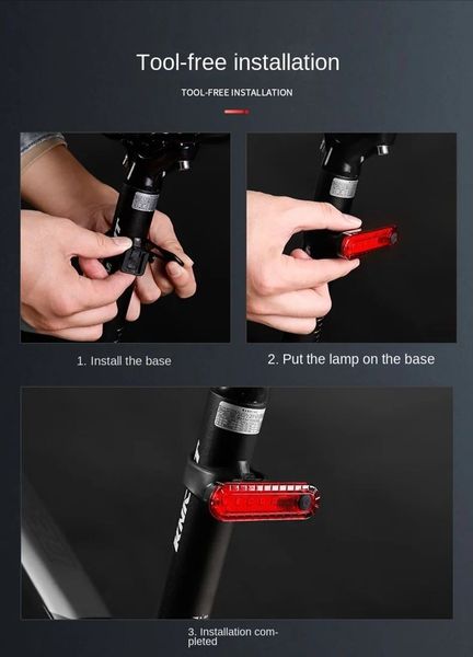 Lampka rowerowa 4 tryby pracy USB czerwona zdjęcie 16