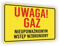 Tabliczka BHP Zakaz wstępu nadruk 20x15 CM Uwaga! Gaz wstęp wzbroniony
