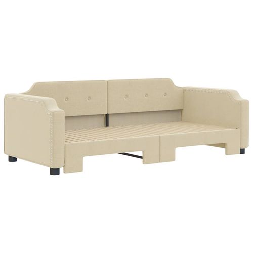 Sofa rozsuwana, kremowa, 90x200 cm, tkanina na Arena.pl