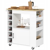 Wózek kuchenny z szafką, blatem roboczym, półkami, regałami na wino