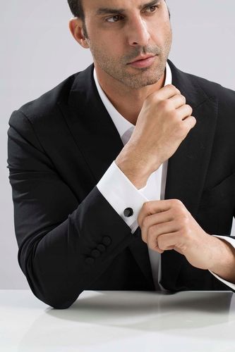 Spinki Do Mankietów Koszuli Czarne Okrągłe Miyou na Arena.pl