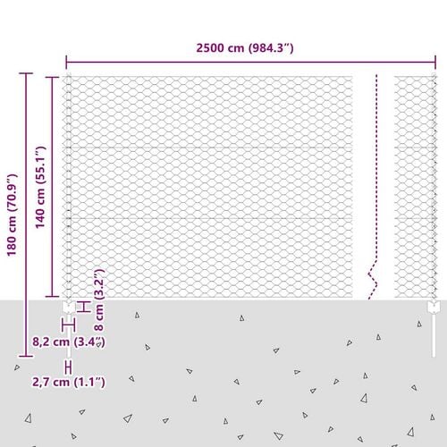 Ogrodzenie z słupkami Srebrny 1.4 x 25 m Stal na Arena.pl
