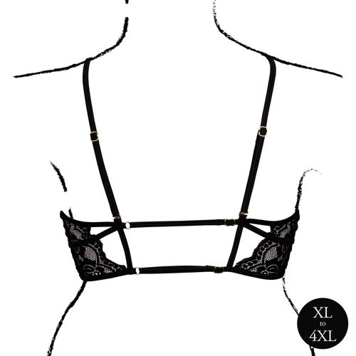 Open Cup Triangle Bra With Lace And Adjustable Sliders - Plus Size - Black na Arena.pl