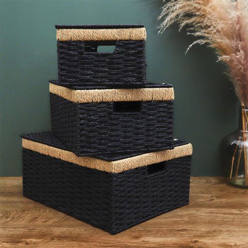 Zestaw 3 koszy Trunk czarne na Arena.pl