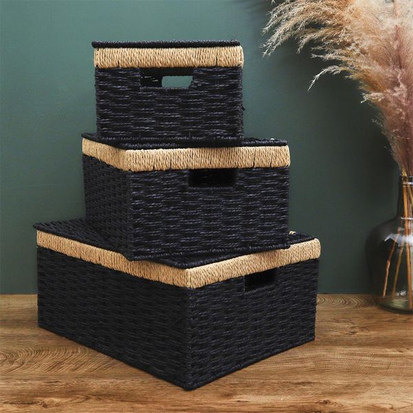 Zestaw 3 koszy Trunk czarne zdjęcie 2