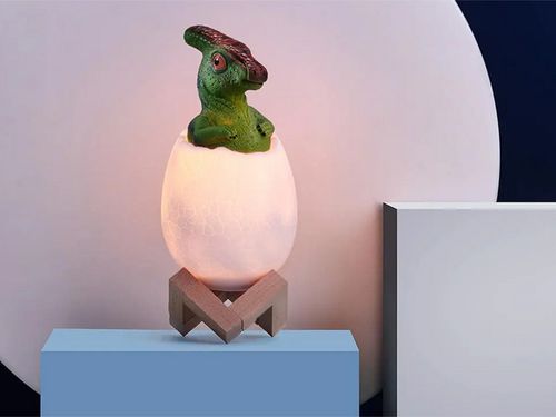 LAMPKA NOCNA DINOZAUR W JAJKU ŚWIECĄCY OŚWIETLENIE DZIECI ZABAWA LED na Arena.pl