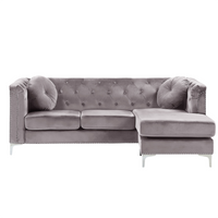 Narożnik welurowy lewostronny szary FLEN