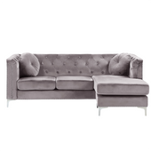 Narożnik welurowy lewostronny szary FLEN