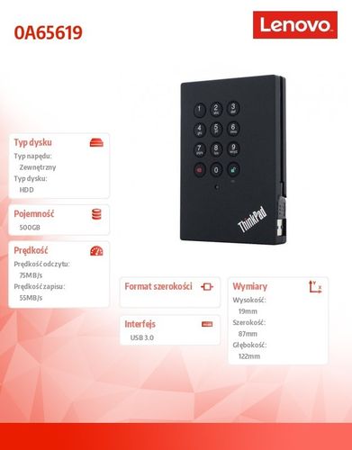 Lenovo ThinkPad USB 3.0 Secure Dysk  - 500GB na Arena.pl