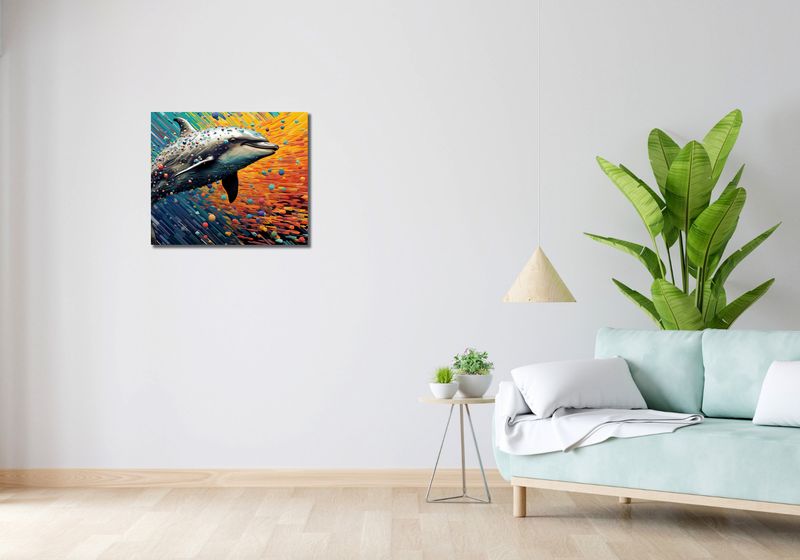 Obraz 60x50cm Delfin w Palecie Barw zdjęcie 2