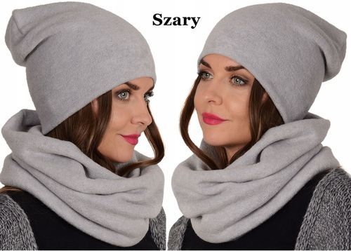 POLSKI Komplet CZAPKA + KOMIN Tunel Szal KOLORY Zestaw damski MODNY na Arena.pl