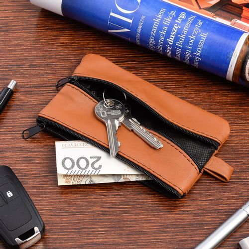 Etui Na Klucze Duże Trzykomorowe Skórzane Pojemne Na Karty Beltimore Camelowe G86 na Arena.pl