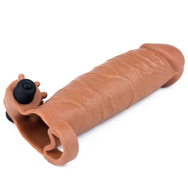 Add 2"" Pleasure X Tender Vibrating Penis Sleeve Brown zdjęcie 4