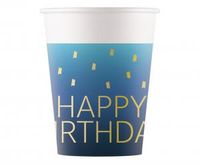 kubeczki papierowe blue happy birthday