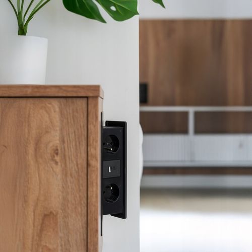 Gniazdo wpuszczane chowane w blat nablatowe USB USB-C STALOWE na Arena.pl