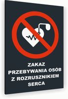 Tabliczka znak informacyjny 20x15 Antracyt ZAKAZ ROZRUSZNIKÓW SERCA Dibond