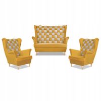 Zestaw uszak CAROL DUO sofa fotele Family Meble żółty miodowo - szary