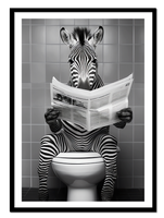 OBRAZ PLAKAT W RAMIE do Łazienki WC Toalety ZEBRA KIBEL gazeta P2531_53x73