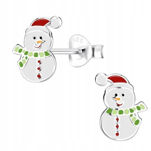 Srebrne kolczyki bałwanki dla dziewczynki na święta sztyfty srebro 925 na Arena.pl