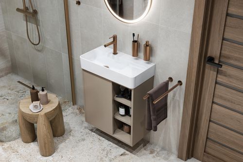 Ness szafka wisząca 57 cm podumywalkowa lakierowana, czarny soft na Arena.pl