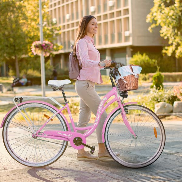 Rower Miejski MalTrack Citybike Dreamer 1-speed Pink 28" + Koszyk Niebieski zdjęcie 14