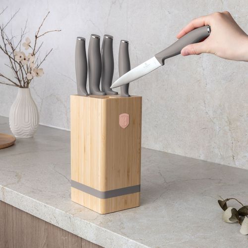 zestaw noży berlinger haus bh-2974 taupe w bloku bambusowym na Arena.pl