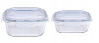 2 x LUNCHBOX POJEMNIK SZKLANY NA ŻYWNOŚĆ ZESTAW 3SZT ŻAROODPORNE SZCZELNE