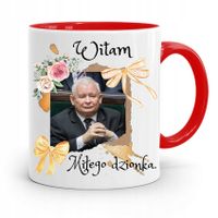 Kubek Czerwony Śmieszny Pis Jarosław Kaczyński Z Nadrukiem Ze Zdjęciem