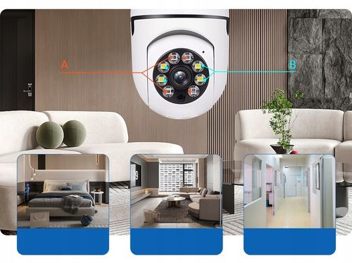 Kamera Obrotowa Panoramiczna 360 Zamiast Żarówki Nagrywanie Nocne Wi-FI IP na Arena.pl