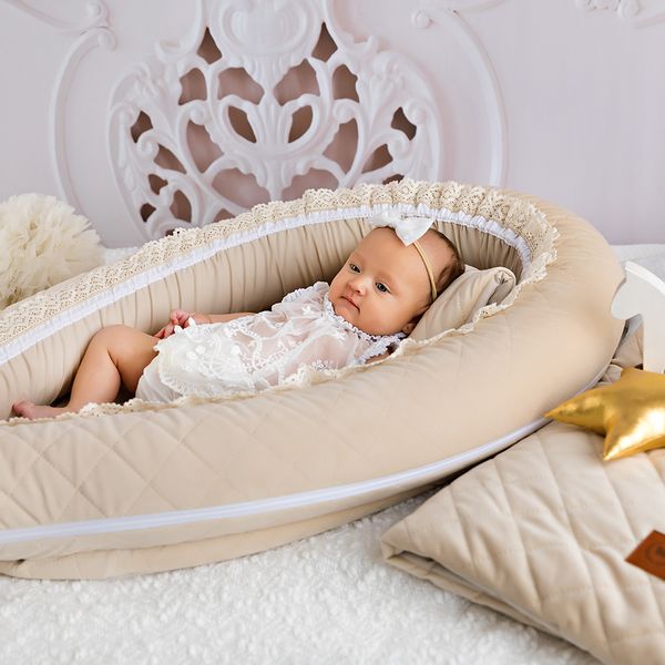 Kokon niemowlęcy kremowy VELVET SOFT zdjęcie 1