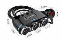 TRÓJNIK ROZGAŁĘŹNIK ZAPALNICZKI WOLTOMIERZ 2x USB