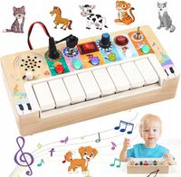 Tablica Manipulacyjna Sensoryczna Muzyczna Drewniana Pianinko Montessori