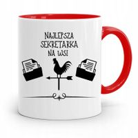 Kubek Czerwony Dla Najlepszej Sekretarki Na Wsi Z Nadrukiem Ze Zdjęciem