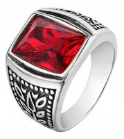 Sygnet UNISEX Czerwony STALOWY 316L EU22 US10