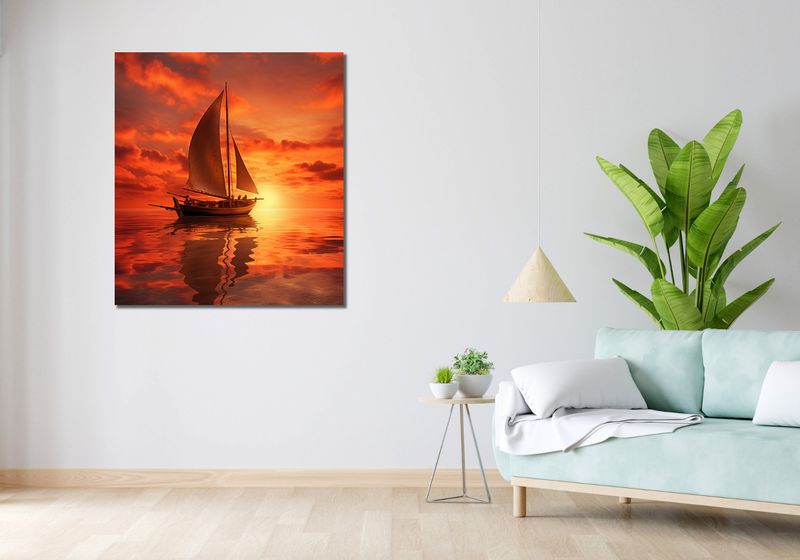 Obraz 90x100cm Pod Żaglami Zachodu Słońca zdjęcie 2