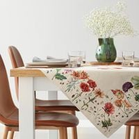 Obrus dekoracyjny gobelin 100x100 Eurofirany kremowy polne kwiaty