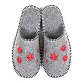 Kapcie damskie filcowe kwiaty kwiatki czerwone